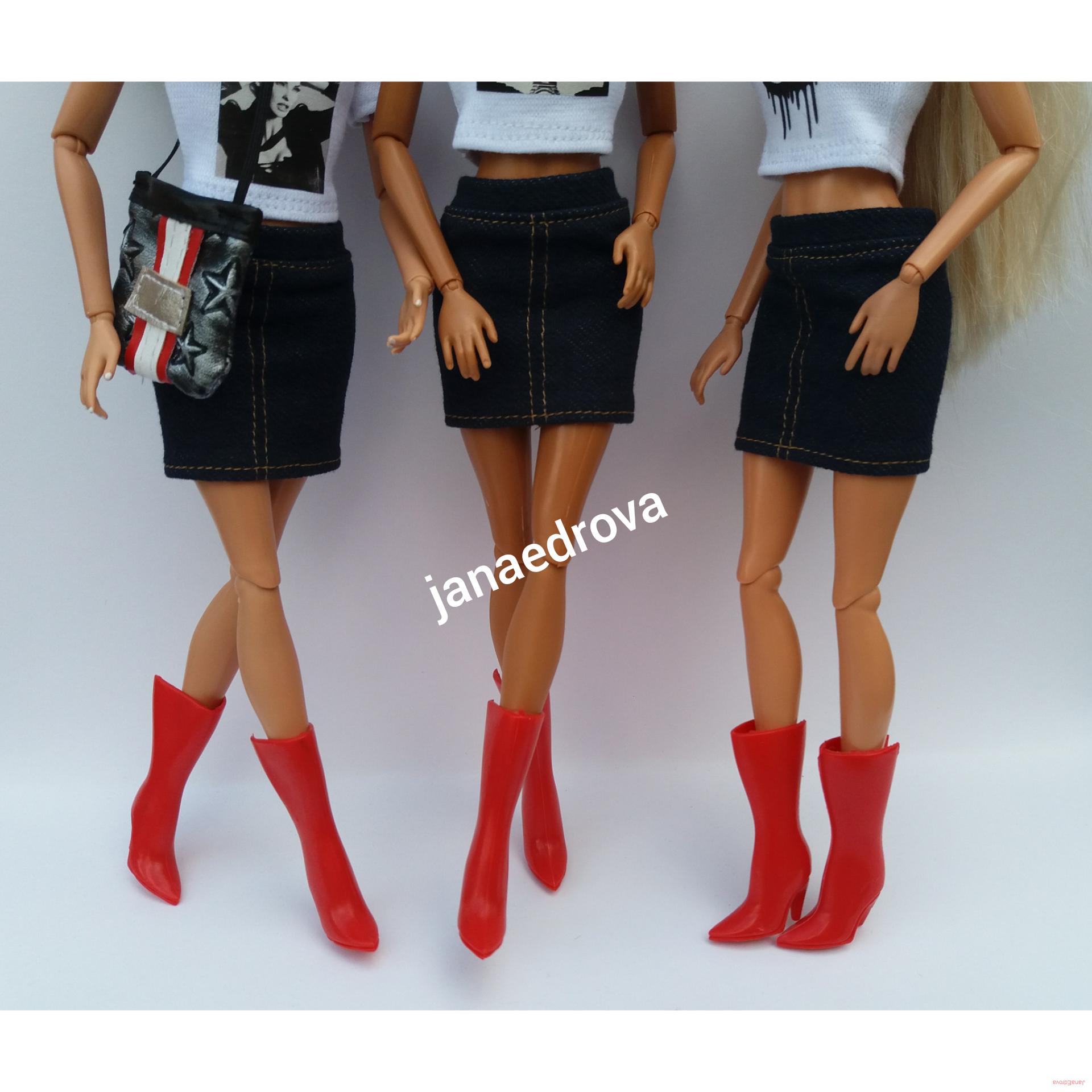 Džínová minisukně pro panenky Barbie 