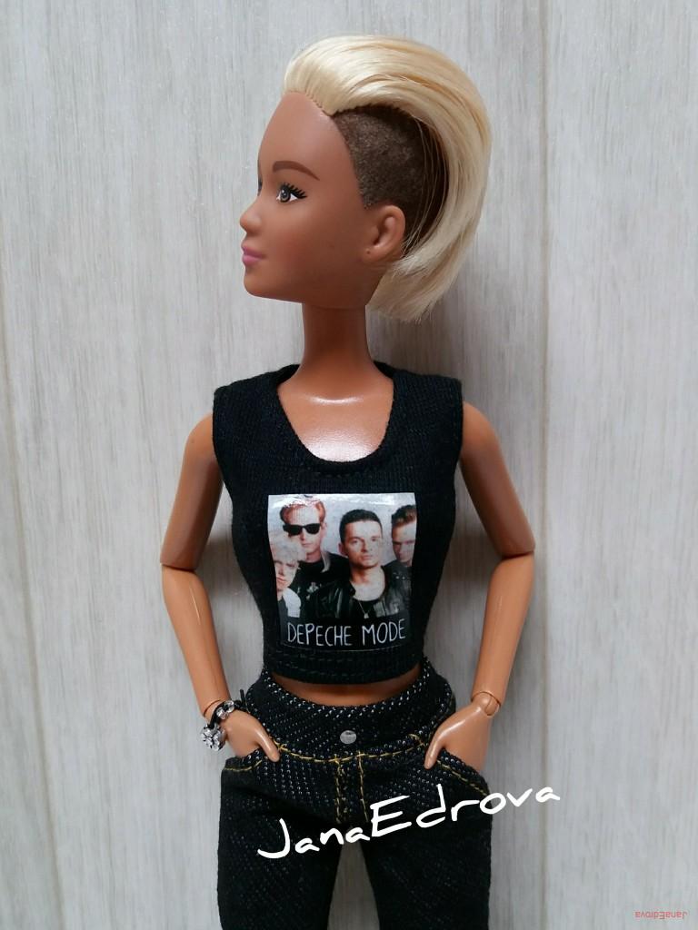 Stylové černé tílko pro panenky styl  "Depeche Mode"