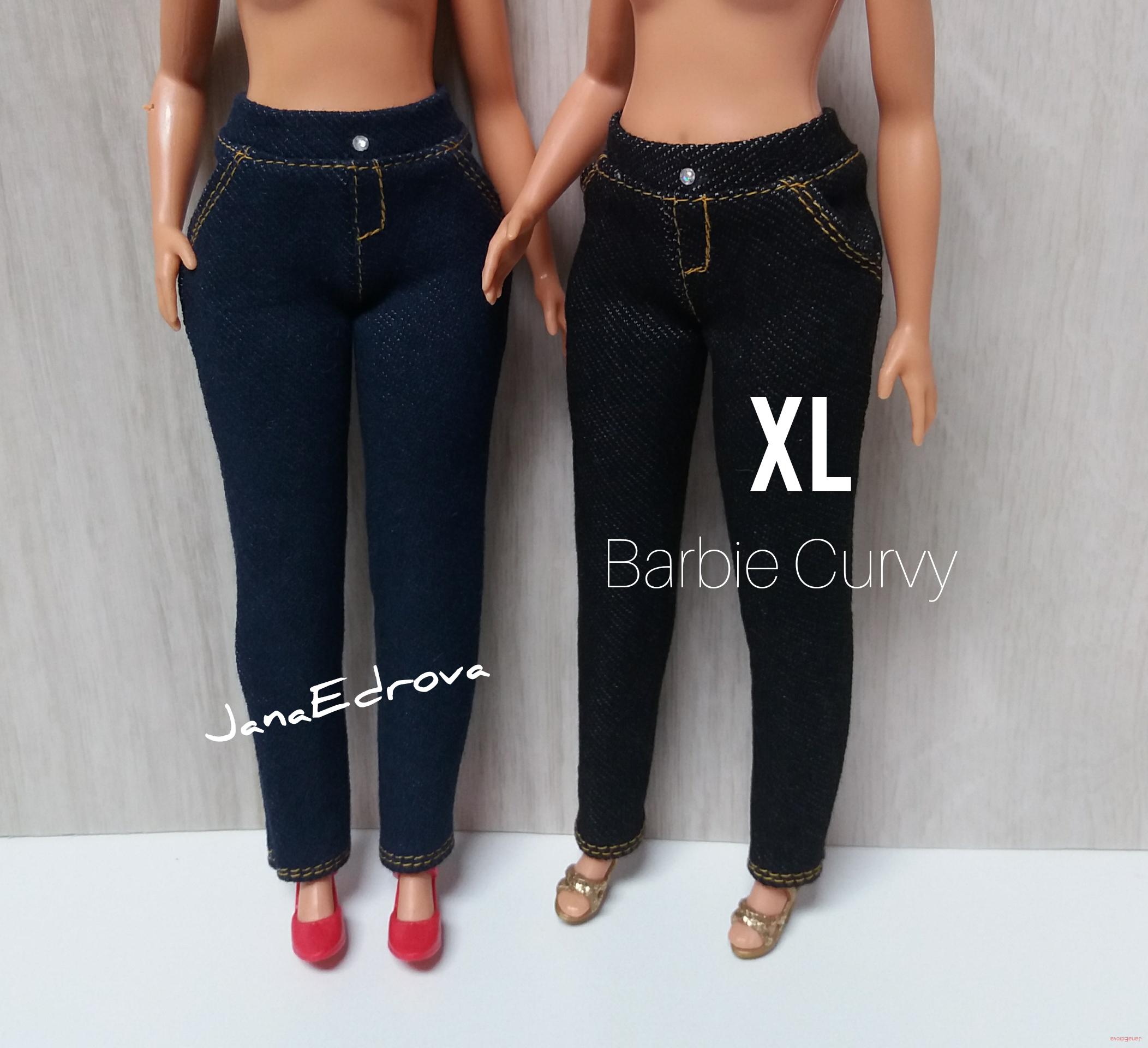 Elastické džíny pro Barbie s křivkami, curvy / XL 