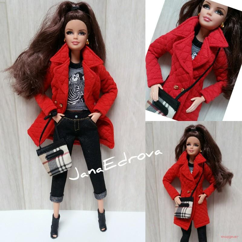 Kabát Lady Red pro panenky Barbie 