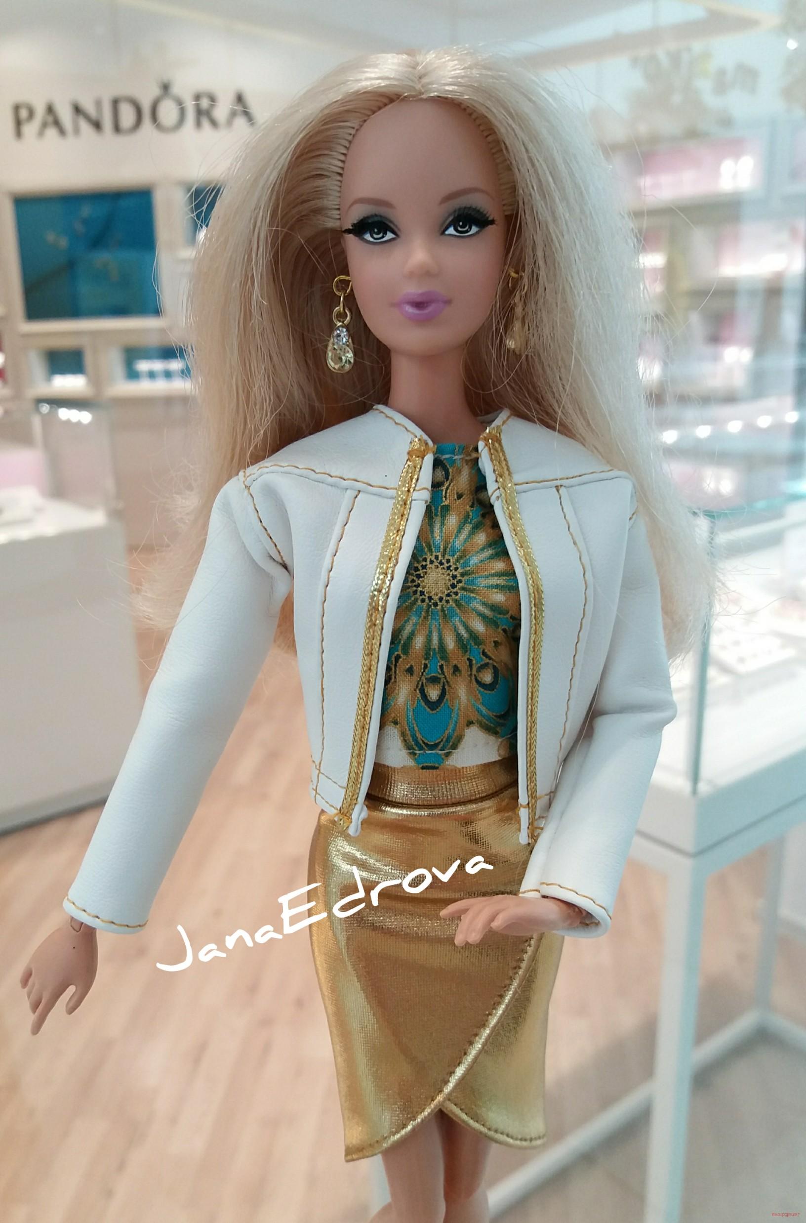 Bílá koženková bundička pro panenky Barbie