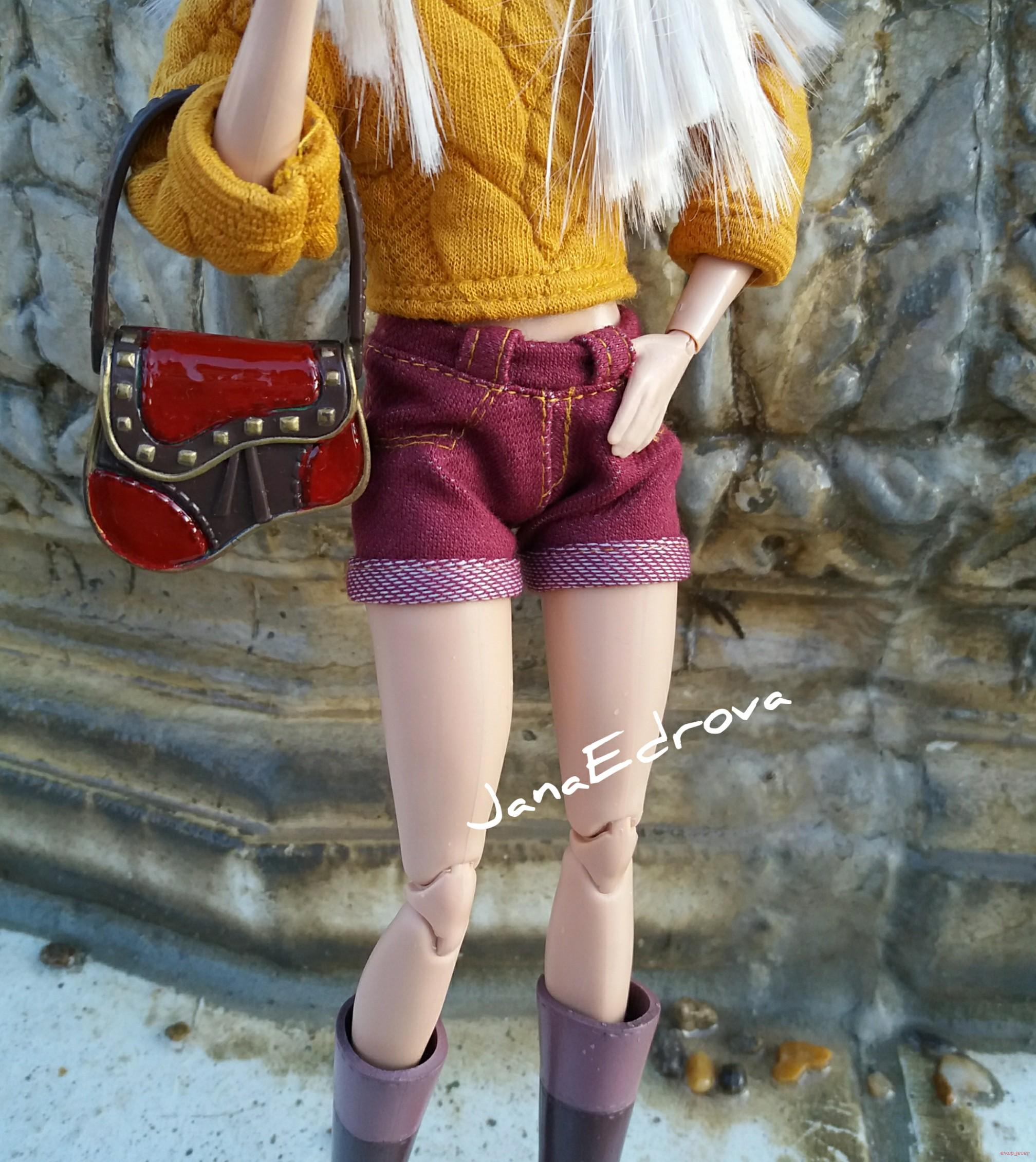 Džínové kraťasy s kapsami pro panenky Barbie 