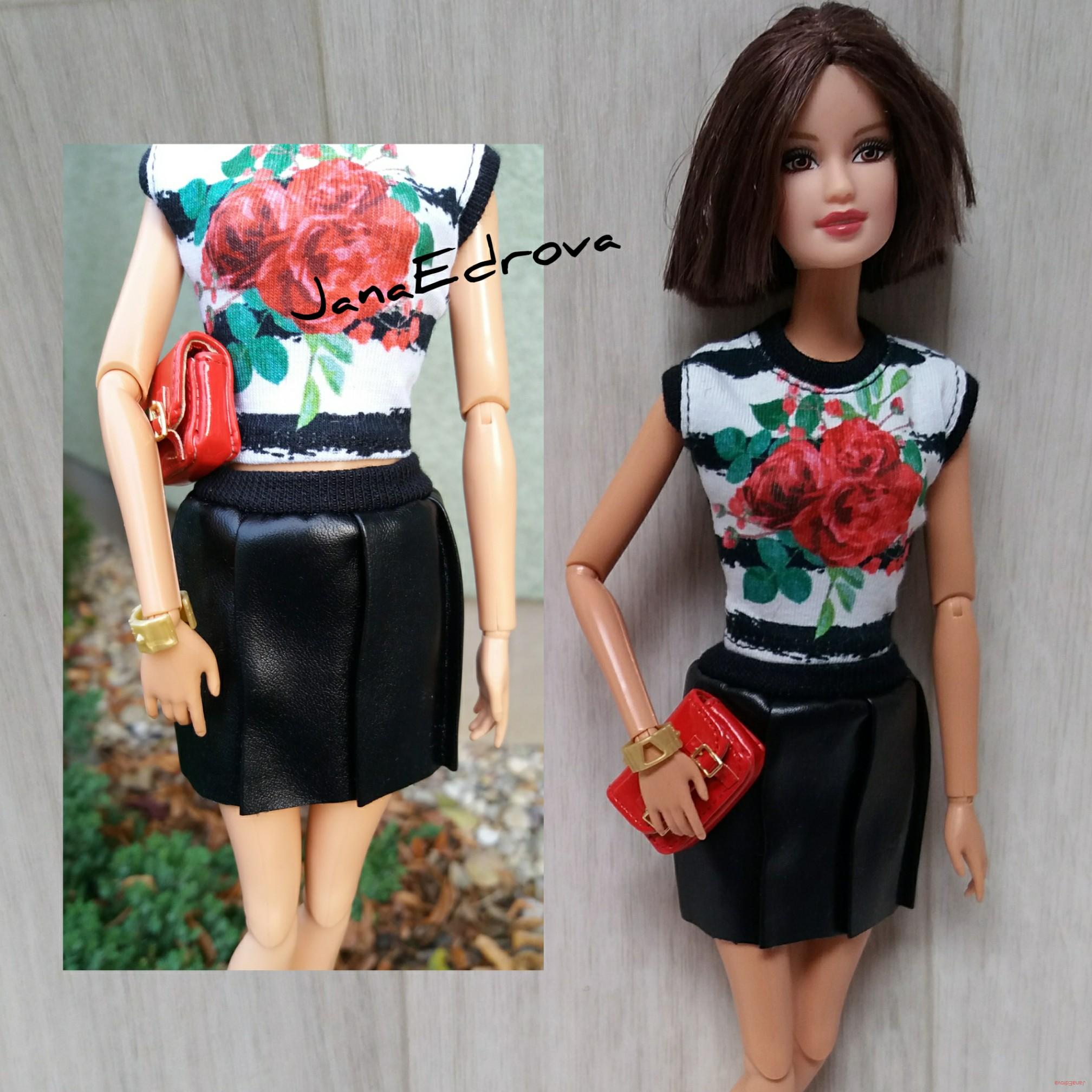 Elegantní koženková minisukně pro Barbie