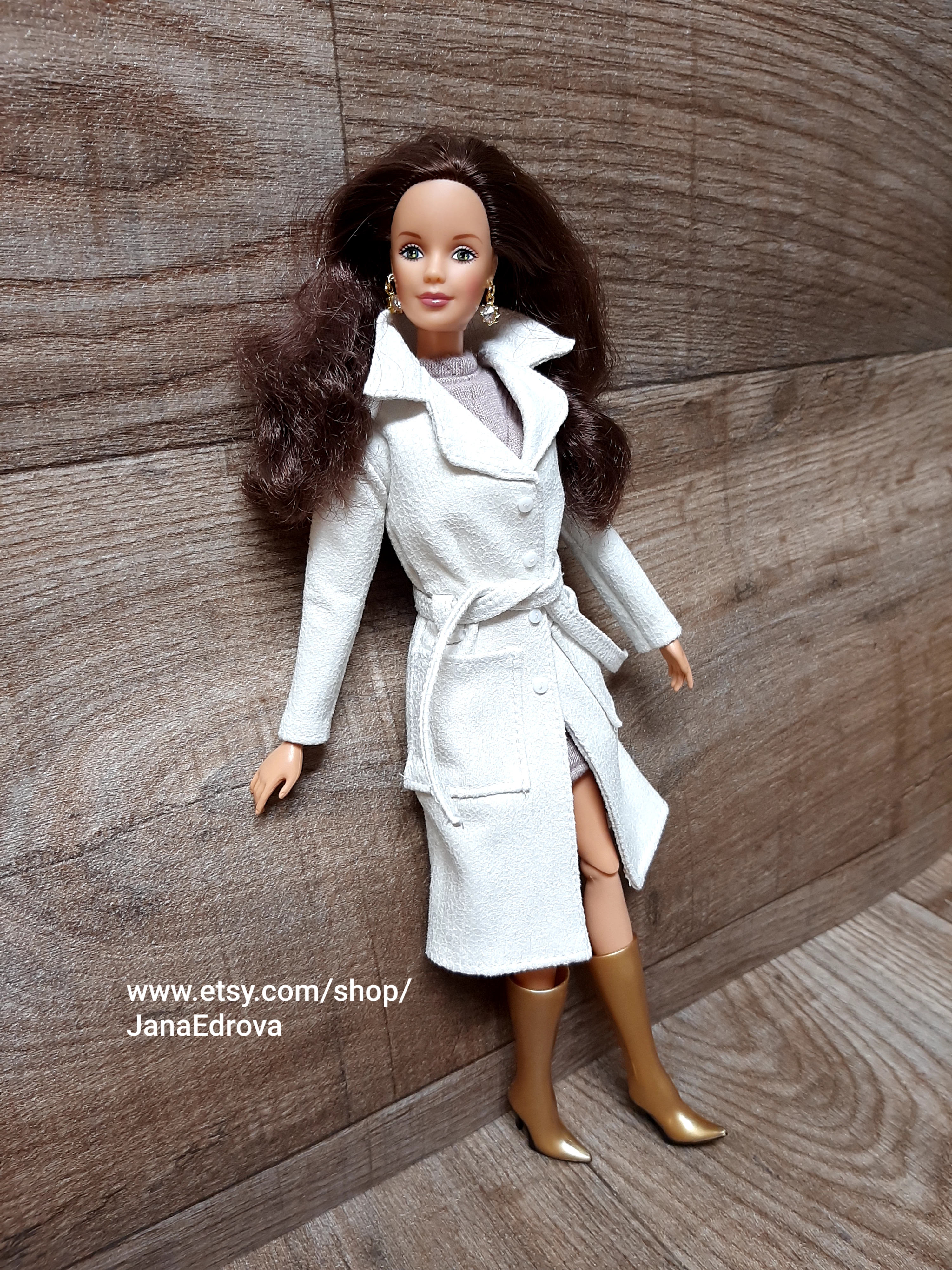 Luxusní kabát pro Barbie, kožený vzhled