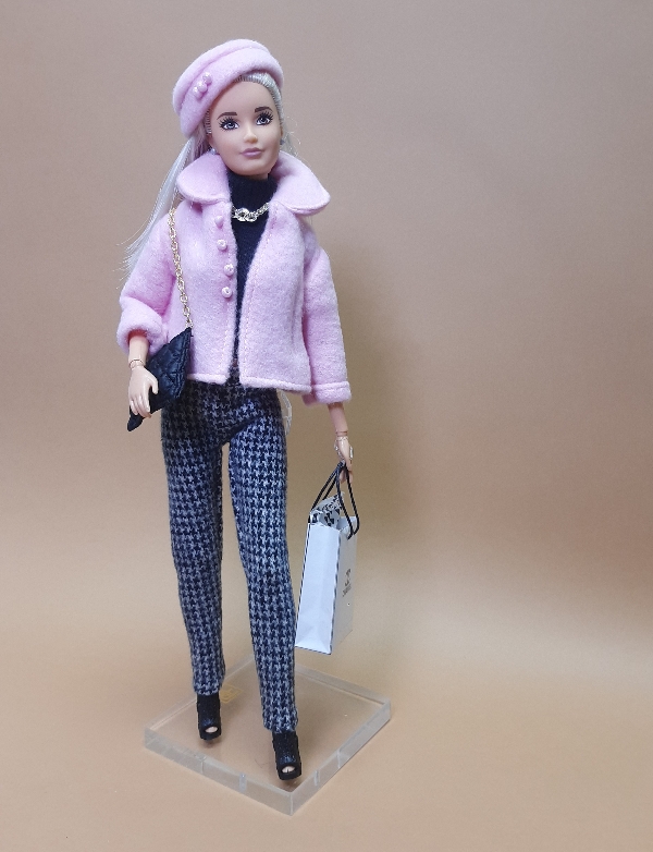 Flísový růžový kabátek pro panenky Barbie 