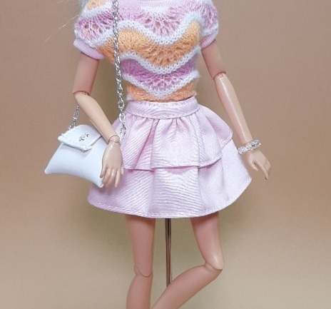 Růžová bavlněná sukně pro panenky Barbie