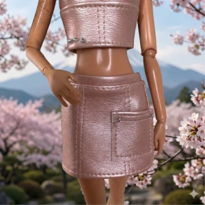 Růžová koženková sukně pro Barbie