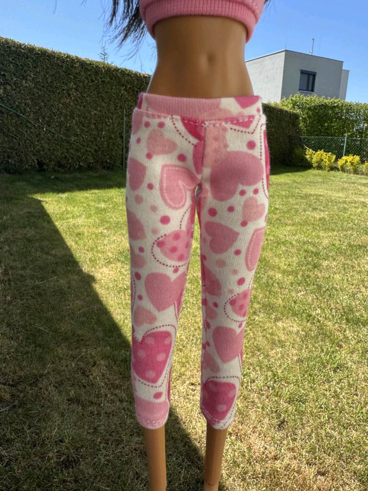 LEGÍNY pro Barbie - růžový potisk