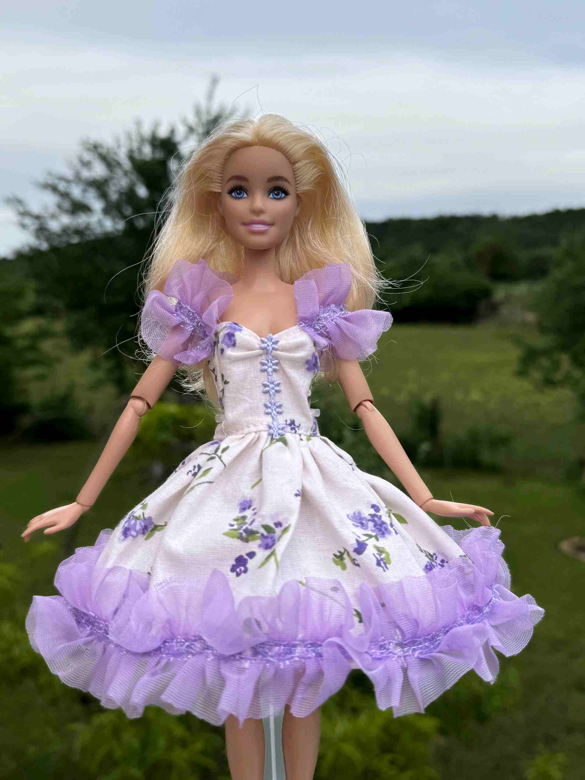 Oblečky pro panenky | Šaty levandulové pro Barbie