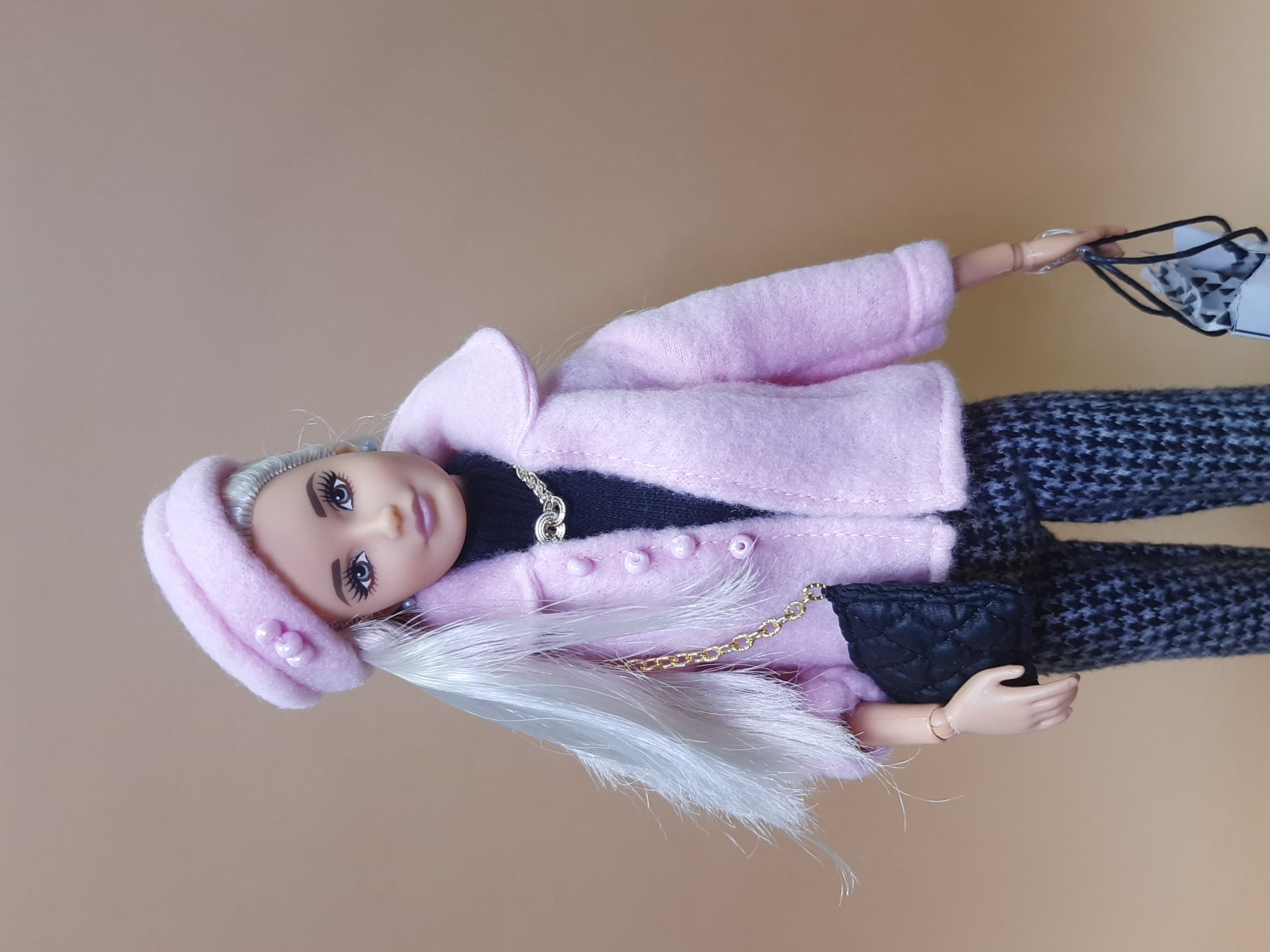 Flísový růžový kabátek pro panenky Barbie 