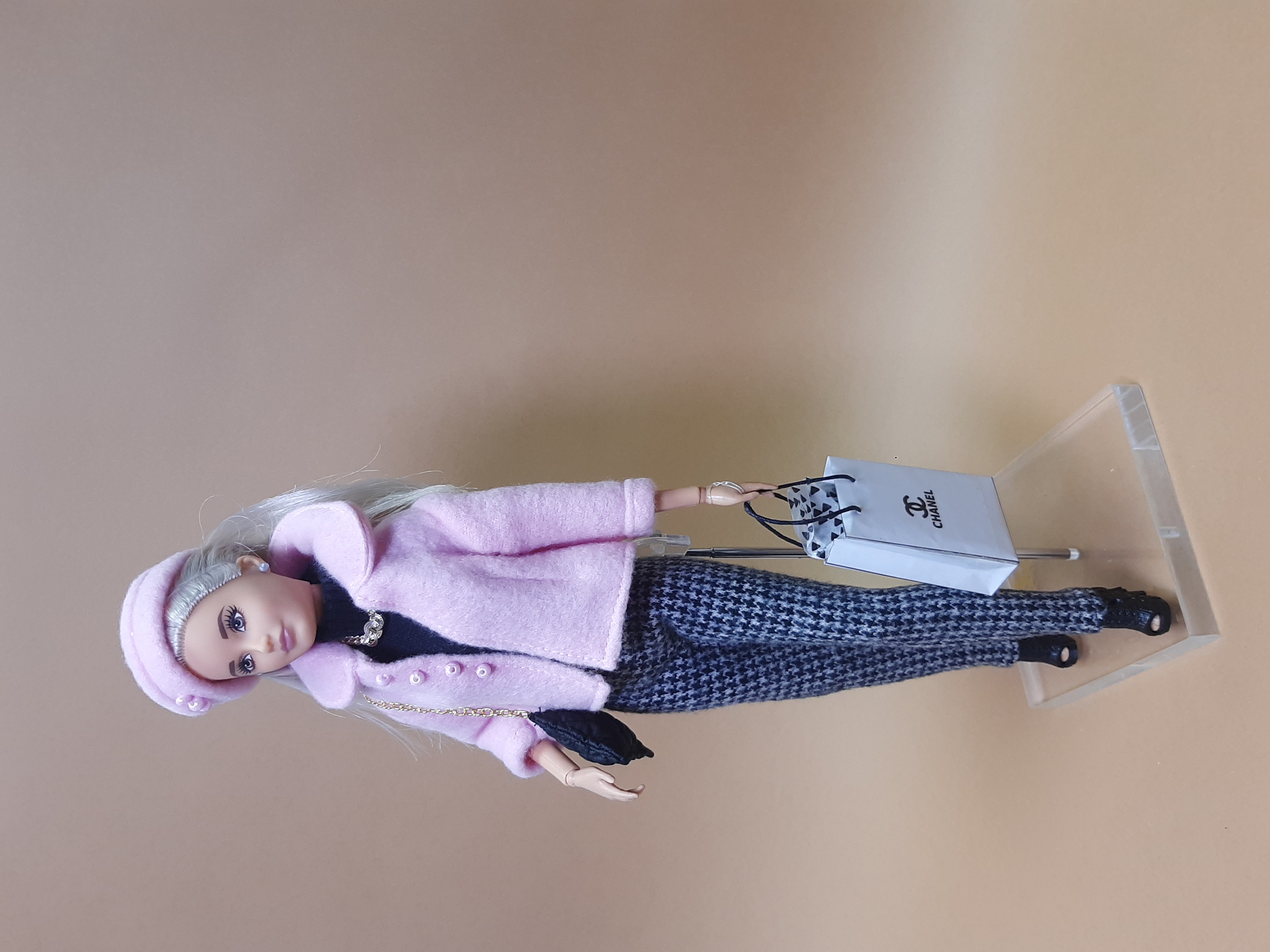 Flísový růžový kabátek pro panenky Barbie 